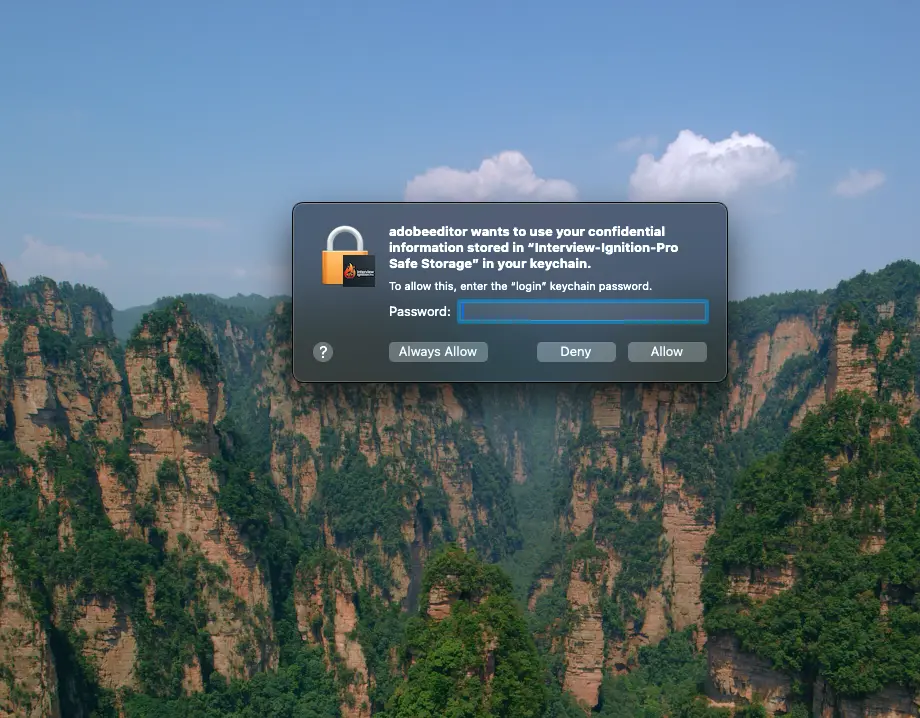 Keychain password prompt